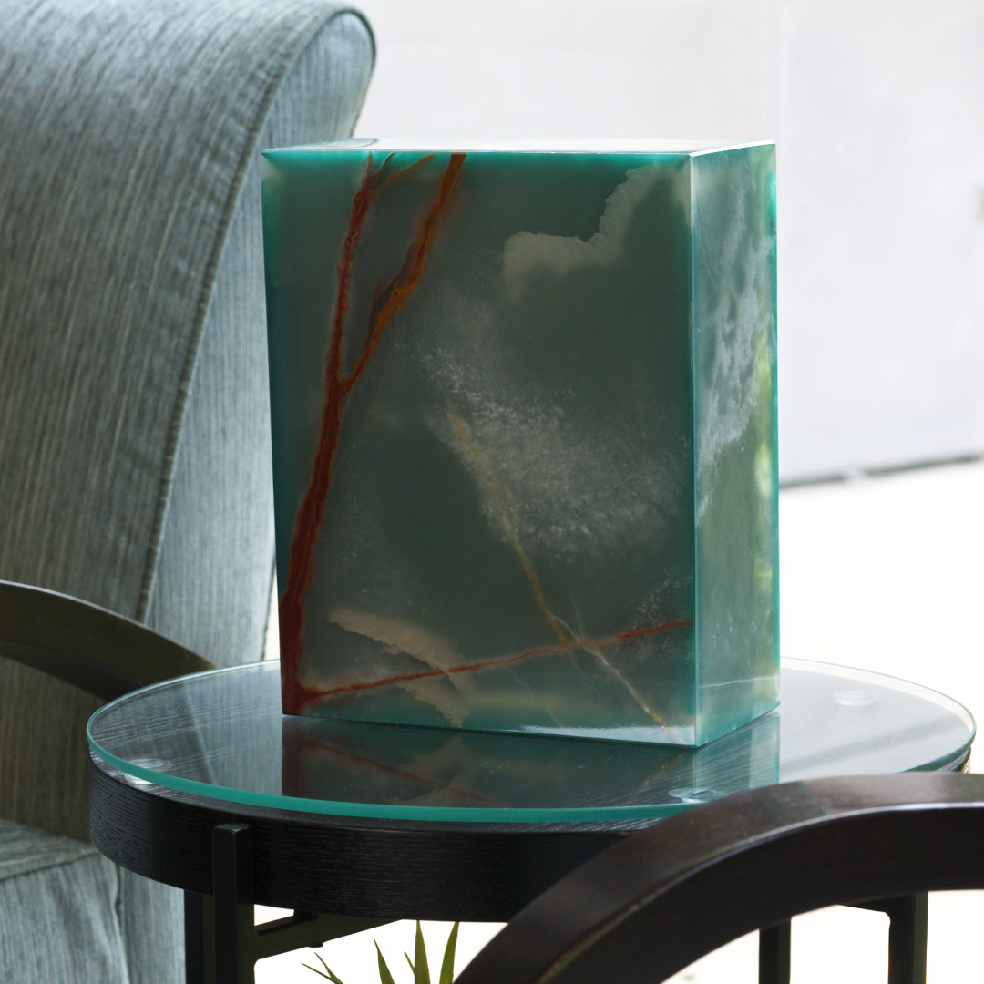Eternity Onyx Aquamarine Rectangle Urn