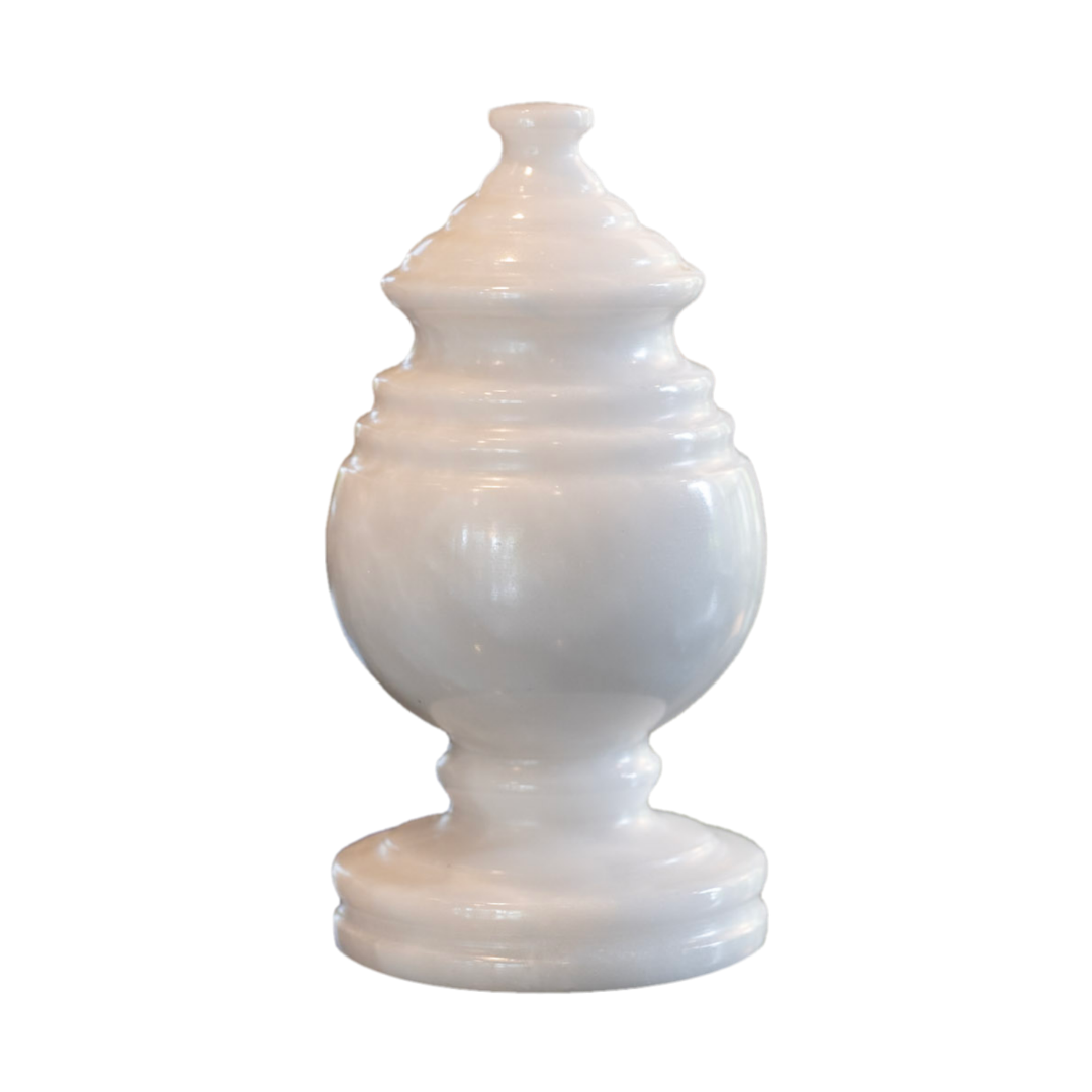 Princess Antique White marble memento urn crafted from white natural marble with soft gray veining in a compact memorial design