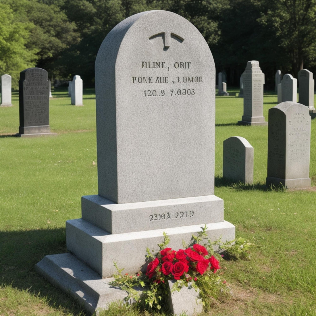 Gravestone with flowers