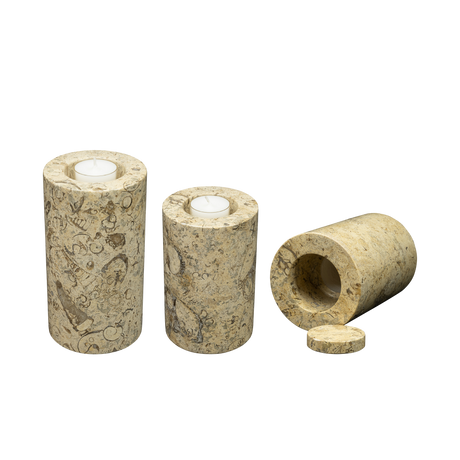 Large Fossil Stone Memorial Tea Light Candle Holder
