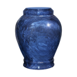 Embrace Blue adult vase cremation urn crafted from vibrant blue natural marble with black veining and polished memorial design