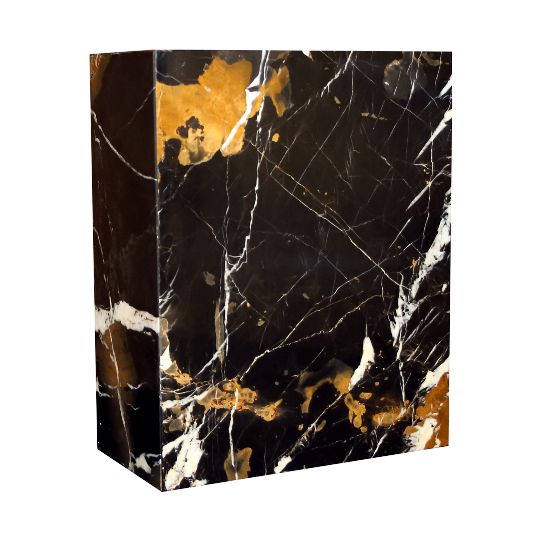 Eternity King Gold marble rectangle urn with polished natural stone, rich gold veining, and elegant rectangular memorial design