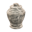 Monarch Cashmere Gray marble cremation urn with gray natural stone, white veining, and a polished seamless finish