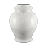 Serenity Antique White marble cremation urn with polished white natural stone and subtle gray veining