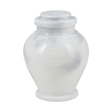 Serenity Antique White marble cremation urn with polished white natural stone and subtle gray veining