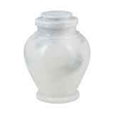 Serenity Antique White marble cremation urn with polished white natural stone and subtle gray veining