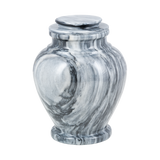 Serenity Cashmere Gray marble cremation urn with gray natural stone, white and black veining, and a polished finish