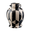 Serenity Nouveau adult cremation urn handcrafted from Cameo and Ebony marble with modern cubist design and contrasting natural stone