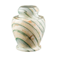 Carpel Green Onyx cremation urn with polished sage-green natural stone, creamy veining, and elegant vase-shaped memorial design