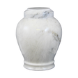Embrace White marble cremation urn with polished white natural stone and soft gray veining in a modern contemporary design