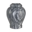 Embrace Cashmere Gray marble cremation urn with polished gray natural stone, white veining, and subtle black undertones