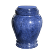 Embrace Blue marble keepsake urn with natural blue stone veining and a seamless polished memorial finish