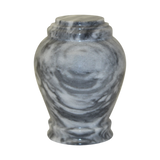 Embrace Cashmere Gray marble keepsake urn with natural gray stone veining and a seamless polished memorial finish