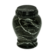 Embrace Green Zebra marble keepsake urn with natural stone veining and a seamless polished memorial finish