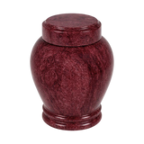 Embrace Red marble keepsake urn with natural stone veining and a seamless polished memorial design