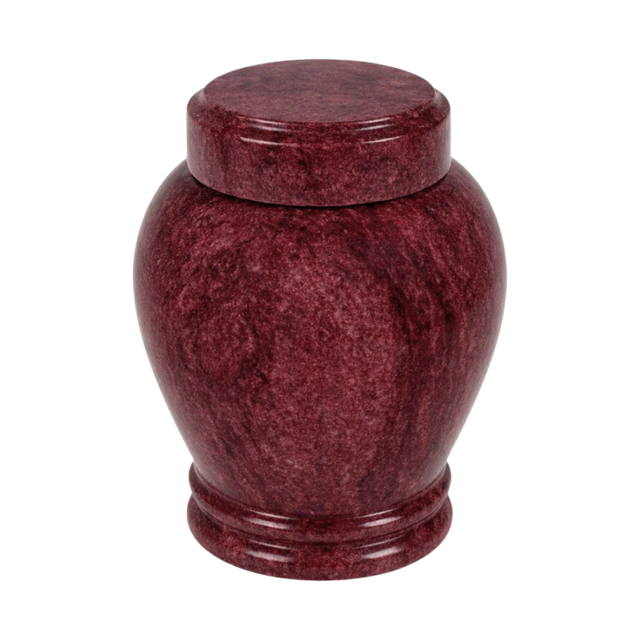 Embrace Red marble keepsake urn with natural stone veining and a seamless polished memorial design