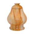 Equator Teak marble keepsake urn with tan natural stone and dark brown and orange wood-like veining