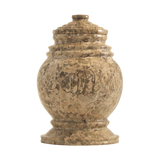 Princess Fossil Stone marble keepsake urn with natural fossil patterns in tan stone and a seamless polished finish
