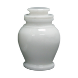Serenity Antique White marble keepsake urn with natural white and light gray veining and a seamless polished stone finish