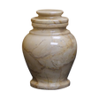 Serenity Cameo beige marble keepsake urn with natural red and brown veining and a seamless polished stone finish