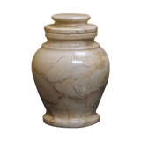 Serenity Cameo beige marble keepsake urn with natural red and brown veining and a seamless polished stone finish