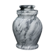 Serenity Cashmere Gray marble keepsake urn with polished mid-gray natural stone and soft white and black veining
