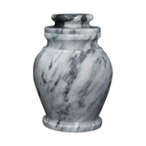 Serenity Cashmere Gray marble keepsake urn with polished mid-gray natural stone and soft white and black veining