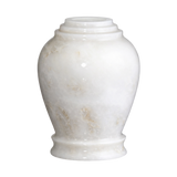 Embrace Antique White marble memento urn handcrafted from natural white marble with subtle veining and elegant memorial design