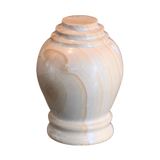 Embrace Teak marble memento urn crafted from natural stone with warm wood-inspired tones and polished vase-shaped design