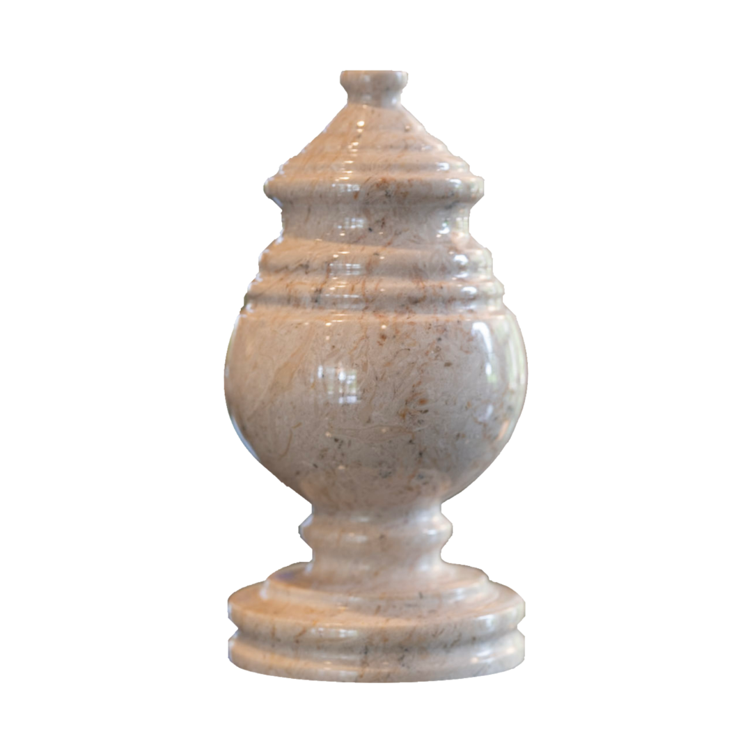 Princess Cameo marble memento urn crafted from natural beige stone with brown and pink veining in a compact memorial design