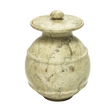 Cameo marble pet urn with polished beige natural stone, honey and white veining, engraved design, and elegant memorial shape