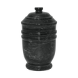 Ebony marble pet urn with polished black natural stone, bold white and gray veining, and elegant engraved memorial design