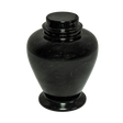 Ebony marble pet urn with black natural stone, bold white and gray veining, and an elegant polished memorial finish