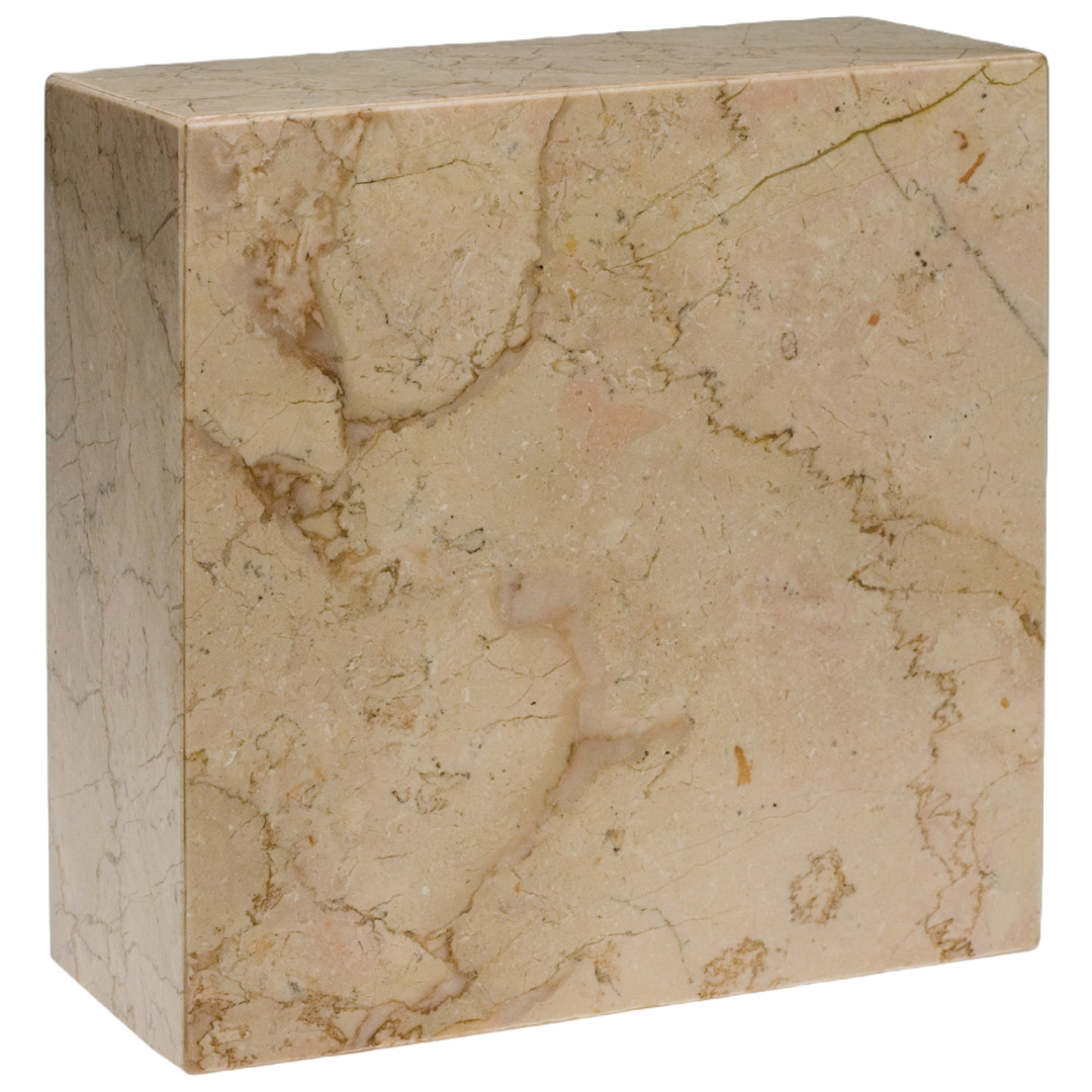 Sand Rectangle Cameo marble cremation urn with polished beige natural stone, subtle veining, and rectangular design