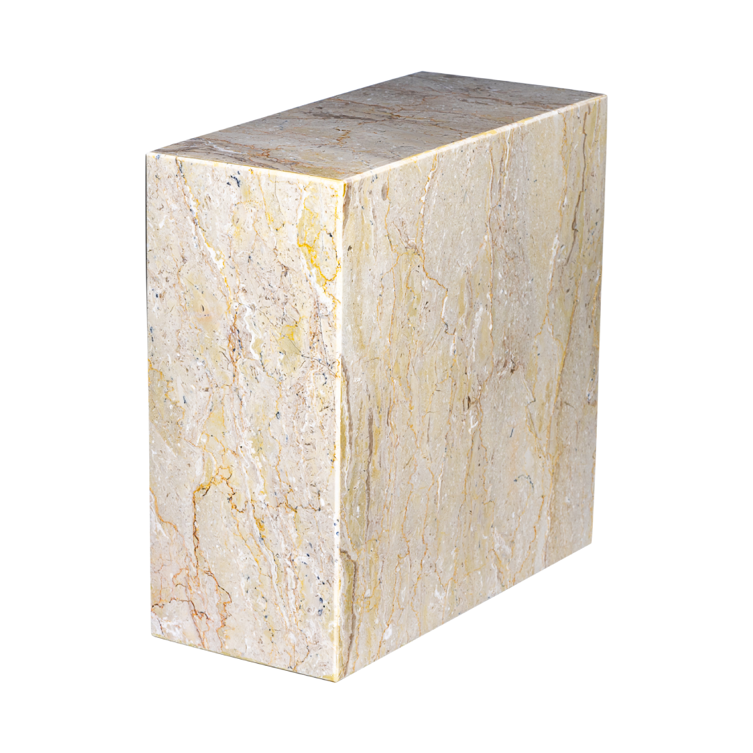 Sand Rectangle Cameo marble cremation urn with polished beige natural stone, subtle veining, and rectangular design