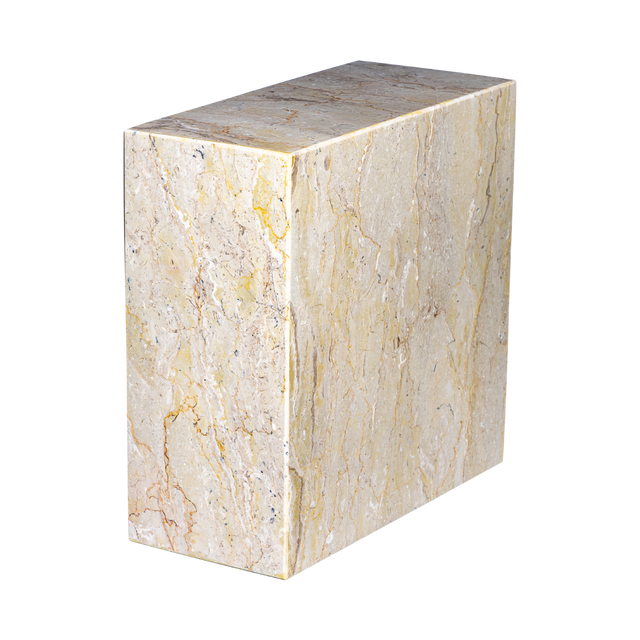 Sand Rectangle Cameo marble cremation urn with polished beige natural stone, subtle veining, and rectangular design