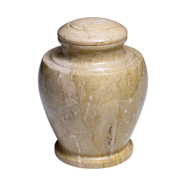 Sand Vase Cameo marble cremation urn with polished warm beige natural stone and subtle veining in a classic vase design