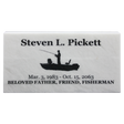 Personalized laser engraved marble grave marker crafted from natural stone for memorials and pet tributes